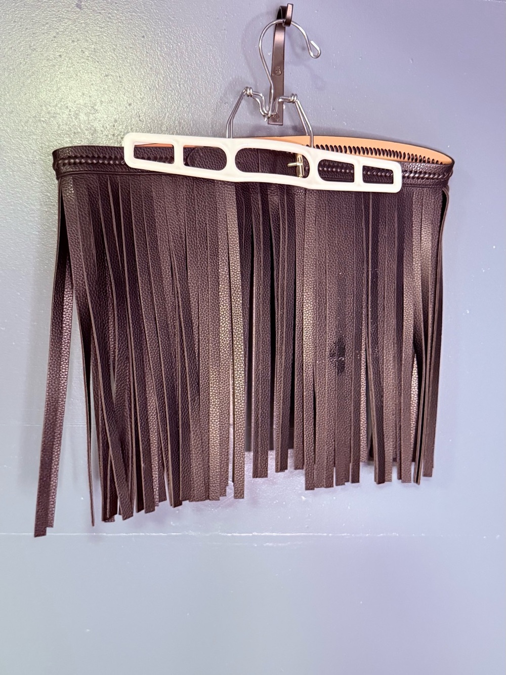 BCBGMaxAzria Black Leather Fringe acessory belt